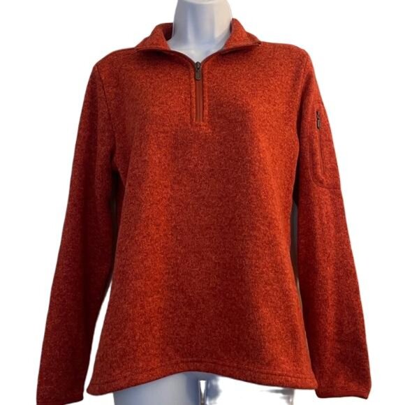Orvis Jackets & Blazers - Orvis Burnt Orange and Teal 1/4 Zip Sweater Pockets, Small